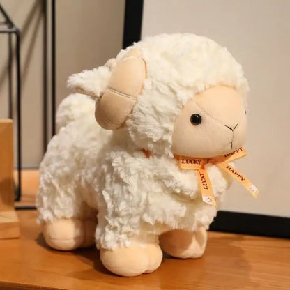 Gift-ready kawaii plush collectible ram in black with ribbon