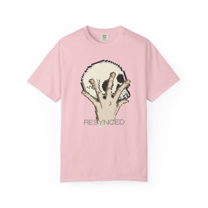 Glitch art skull t-shirt pixel hand design gamer streetwear
