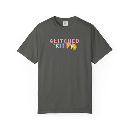 Glitchcore shirt featuring distorted pixel kitty design
