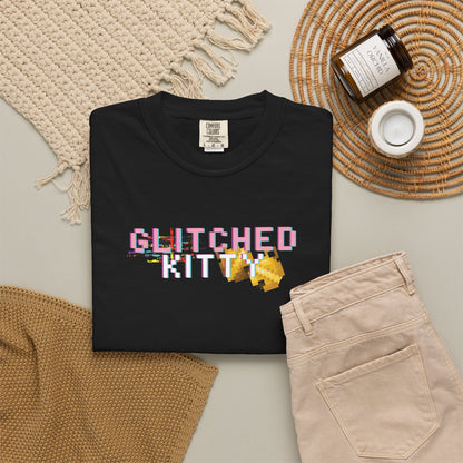Glitchcore shirt in muted blue garment dyed finish