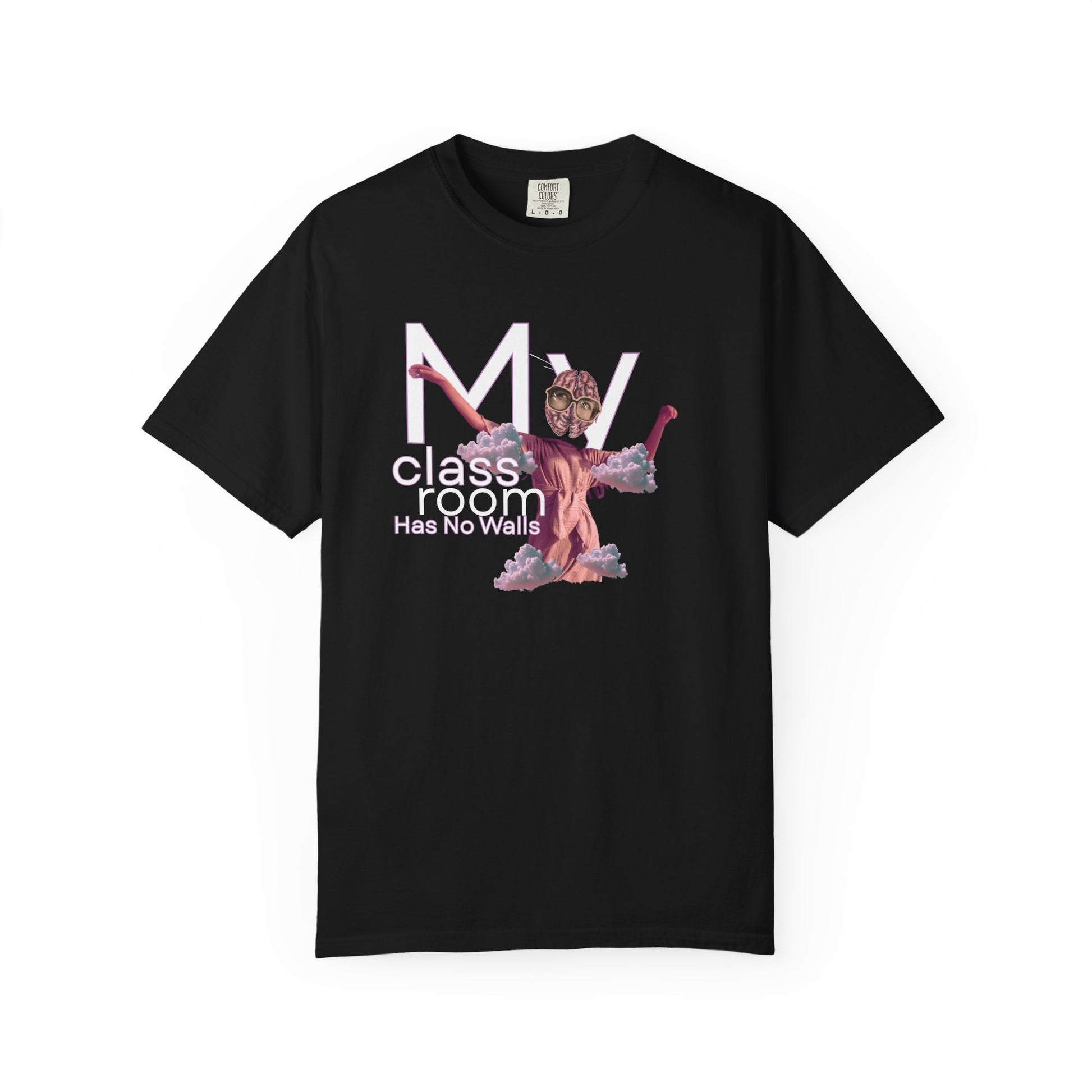 Graphic tee with bold front print on garment-dyed cotton