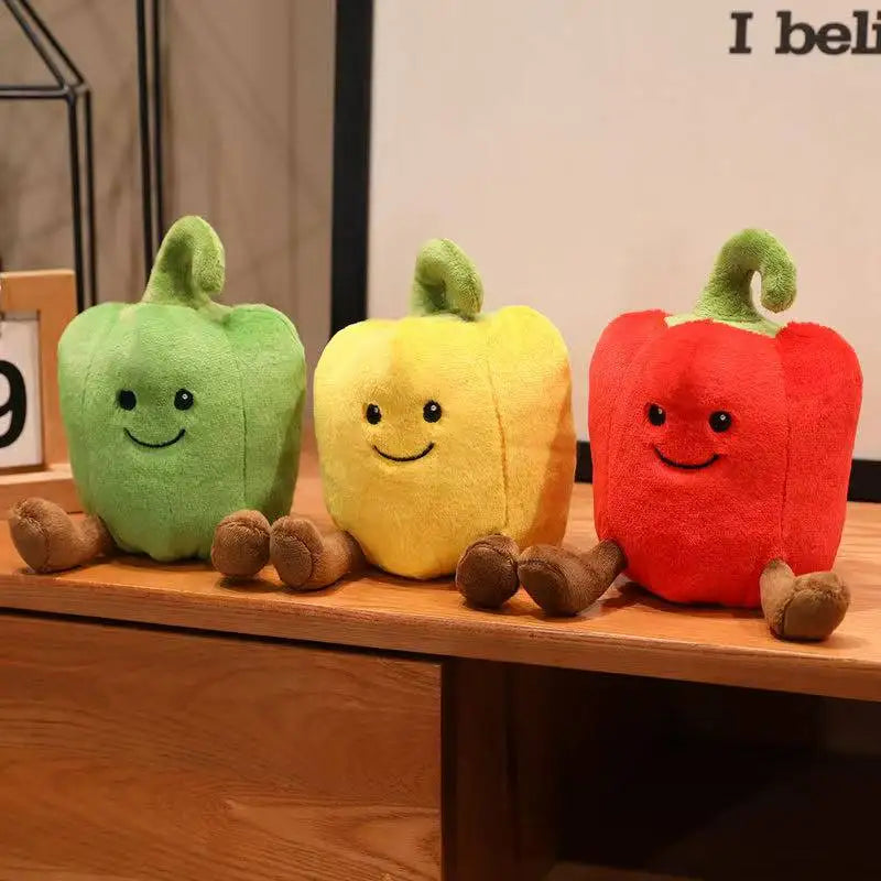 Green kawaii bell pepper plush full body front view