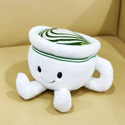 Green tea plushie pastel green color soft plush material detail

