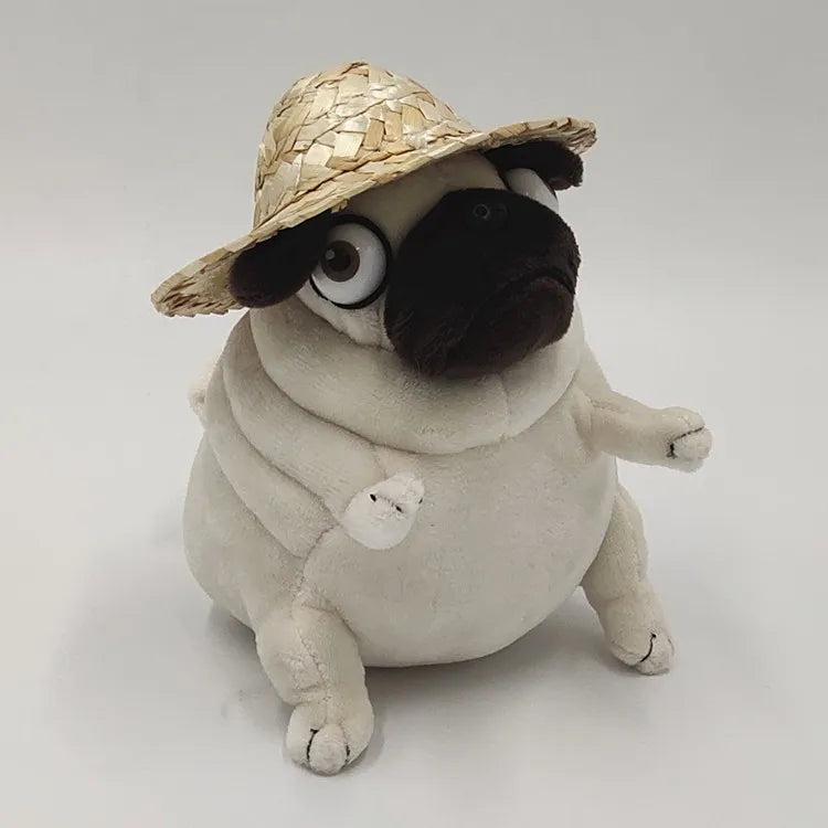 Grumpy storybook pug plush front view
