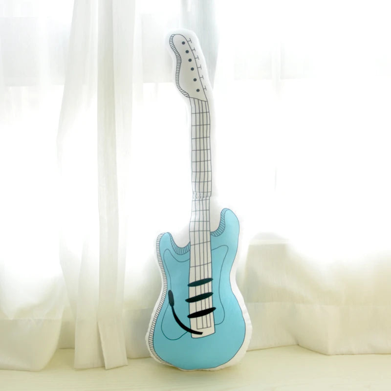 Guitar stuffed toy 60cm orange variant displayed as kids room decor accent