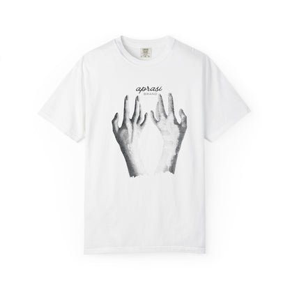 Hand sketch tees unisex flat lay garment dyed graphic tee in muted earth tones
