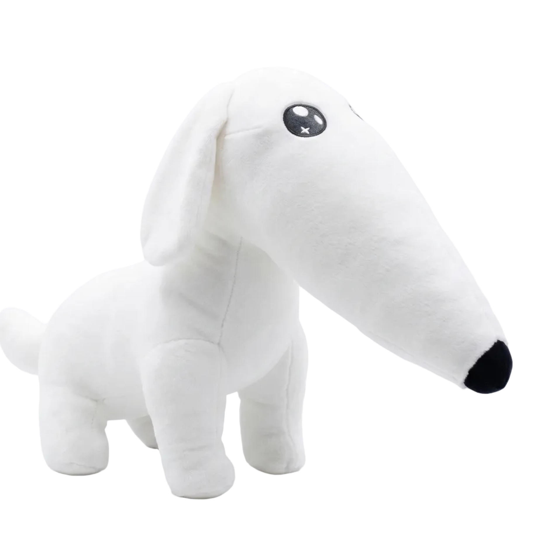 Handmade Borzoi dog plush toy 40cm with long nose on white background
