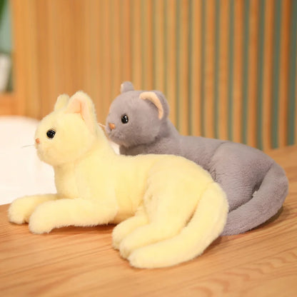 Handmade British Shorthair cat plush in gray showing detailed facial features