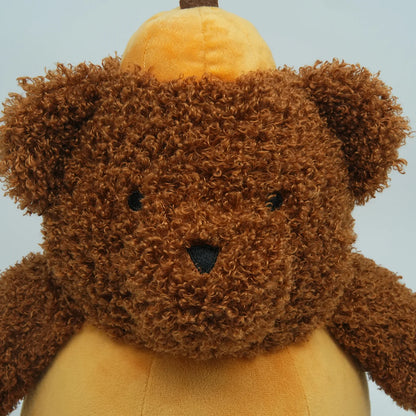 Handmade Halloween plushie pumpkin face curly fur cotton plush collectible