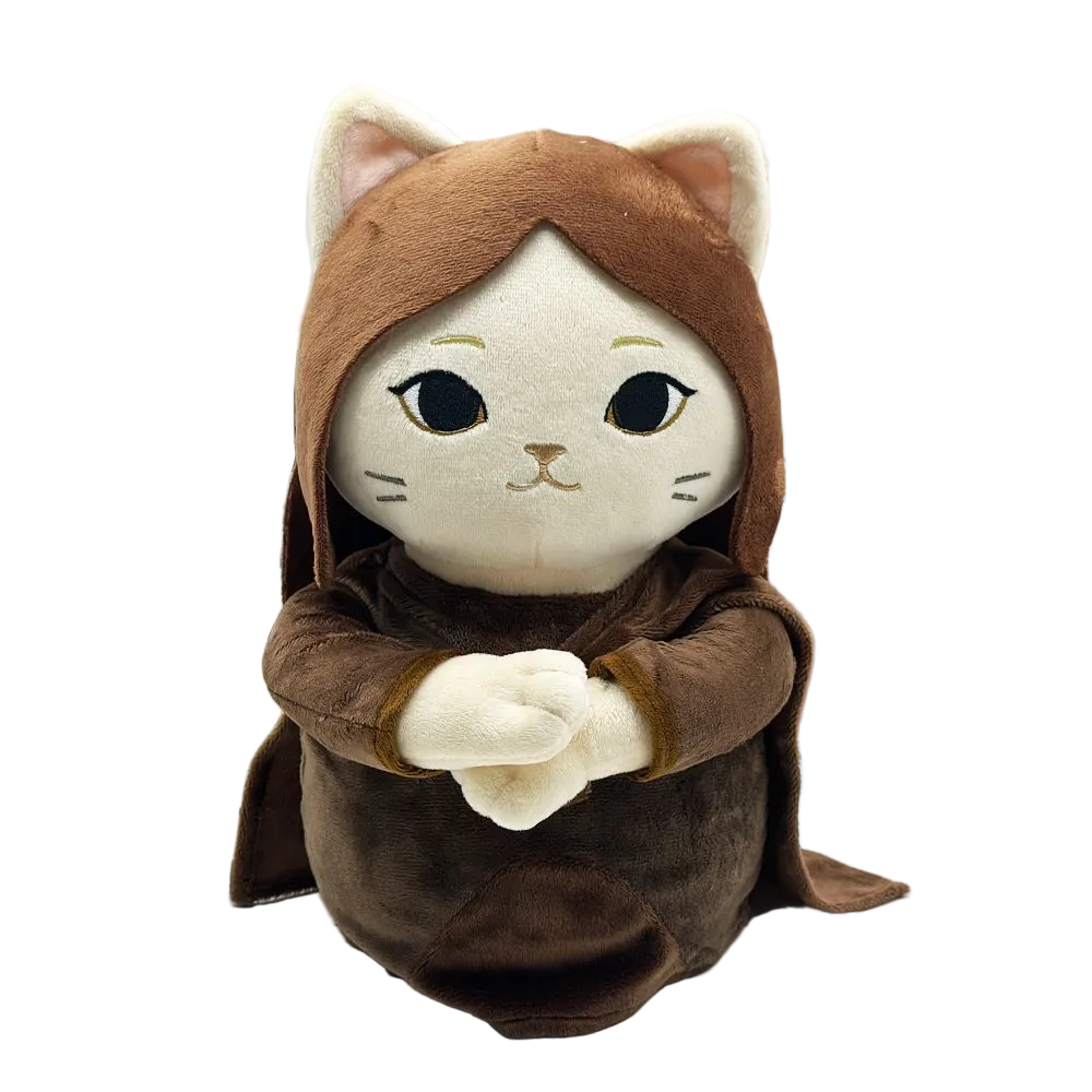 Handmade Meow-Na Lisa plush toy standing upright, 29cm cat meme plush
