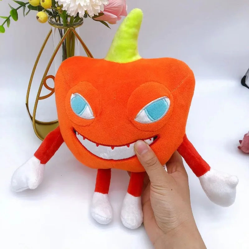 Handmade Pepperman fan plush toy, soft stuffed collectible inspired by the tortured artist boss from a hit indie platformer, 25cm