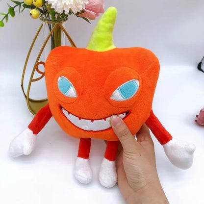 Handmade Pepperman fan plush toy, soft stuffed collectible inspired by the tortured artist boss from a hit indie platformer, 25cm