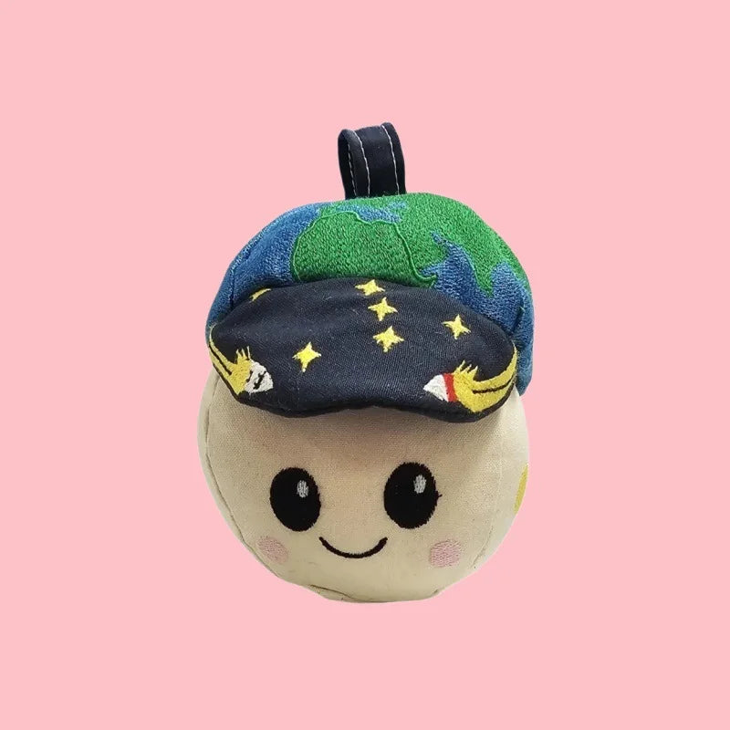 Handmade Rise Artemis 2 plush with Earth cap and moon body design
