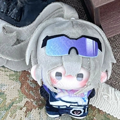 Handmade anime hacker plush sitting on a desk
