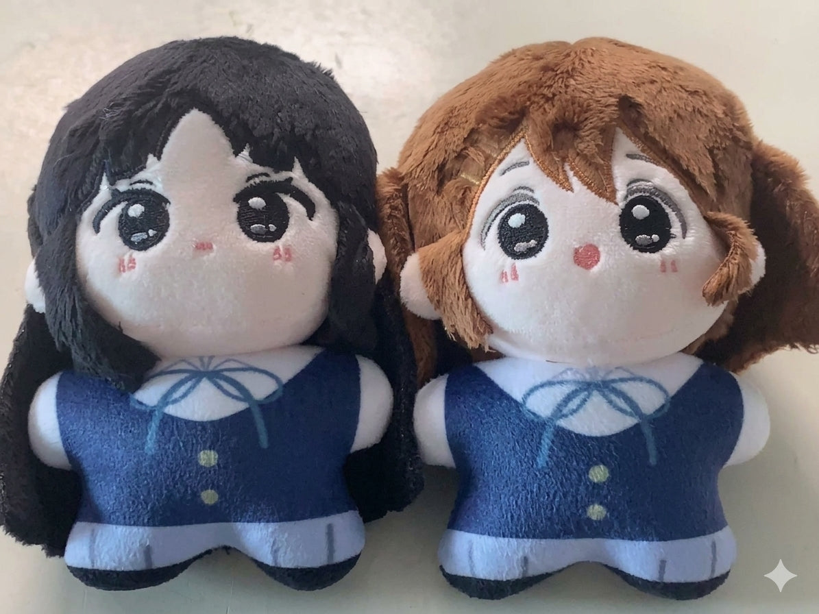 Handmade anime plush Hirasawa Yui face and hair detail view