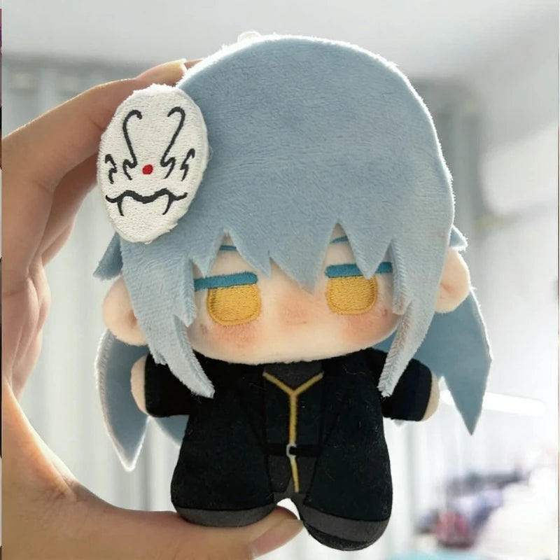 Handmade anime plush toy isekai fan gift white mask detail close-up