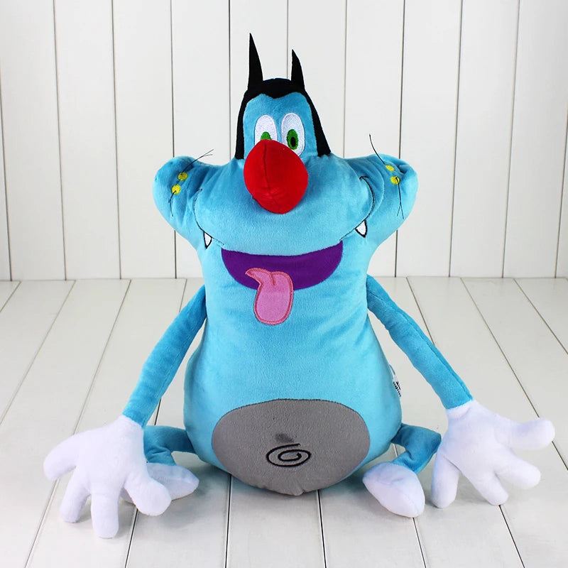 Handmade blue oggy plush toy display shelf collectible
