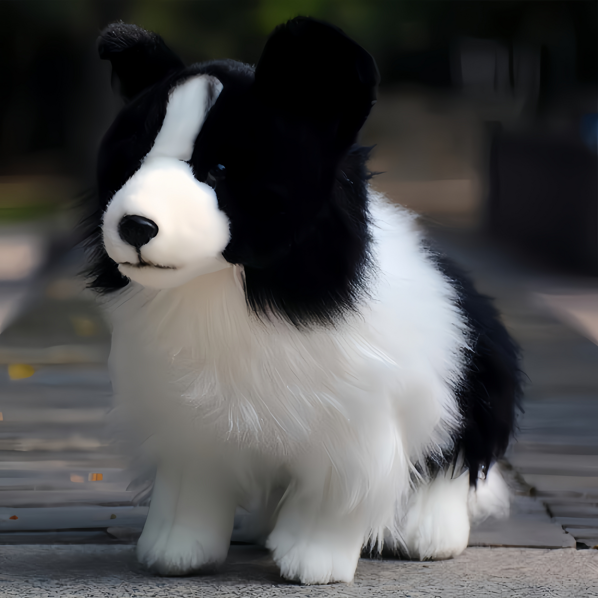 Handmade border collie stuffed animal front view