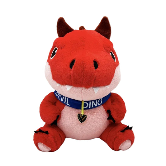 Handmade devil dinosaur plush toy 22cm front view
