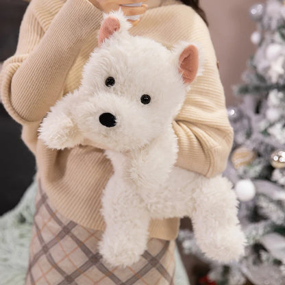Handmade dog plush toy modeled after a West Highland White Terrier