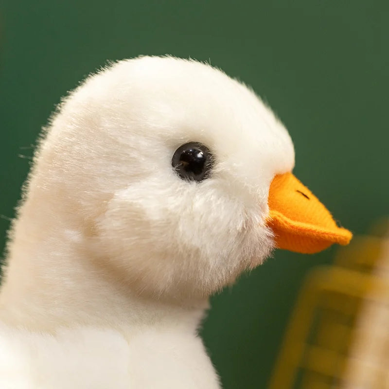Handmade duck plush close up showing texture and feather detail