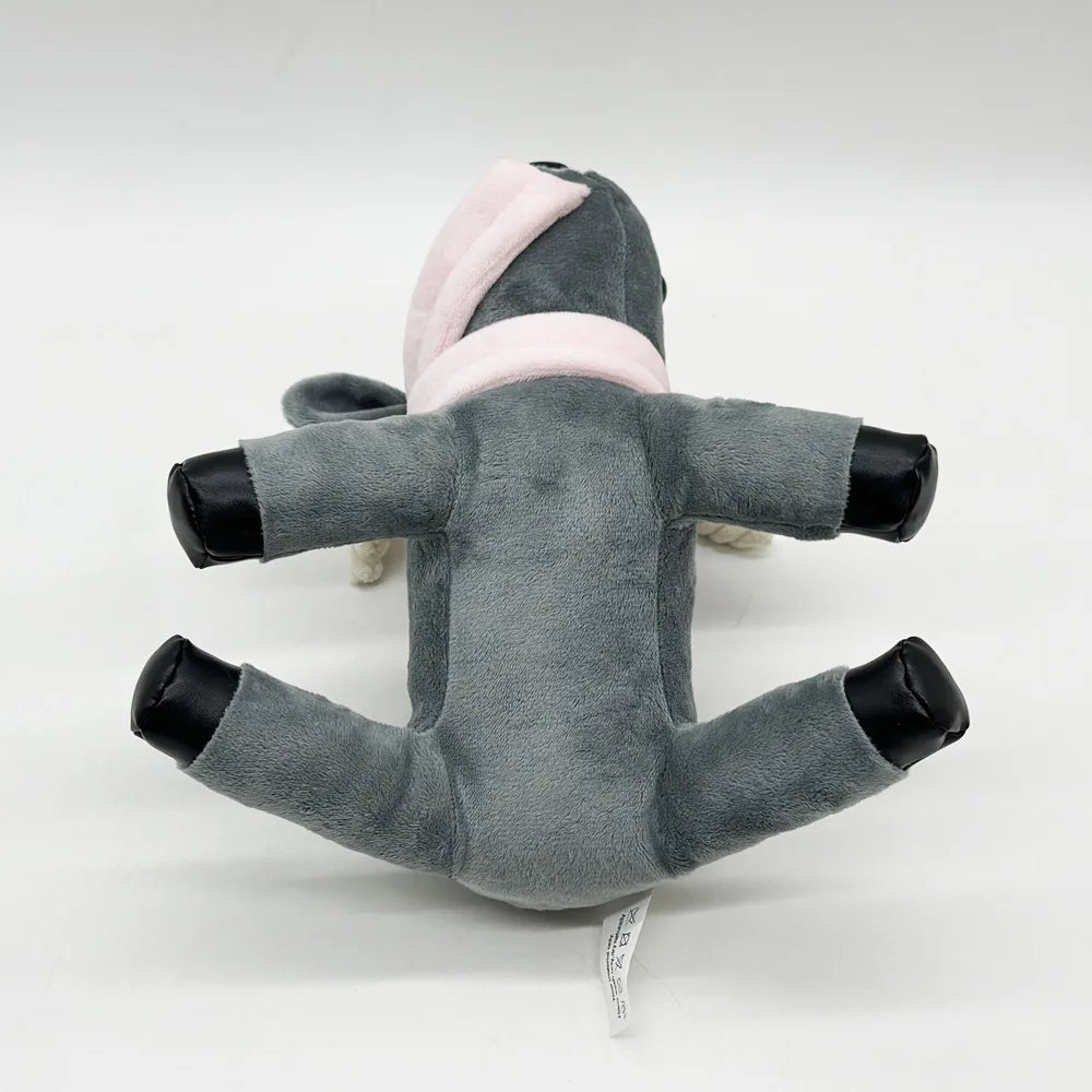Handmade goat plush soft grey body texture detail closeup