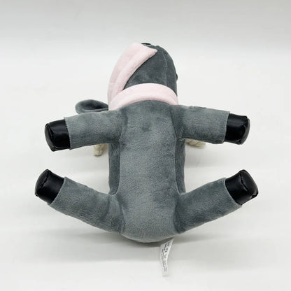 Handmade goat plush soft grey body texture detail closeup