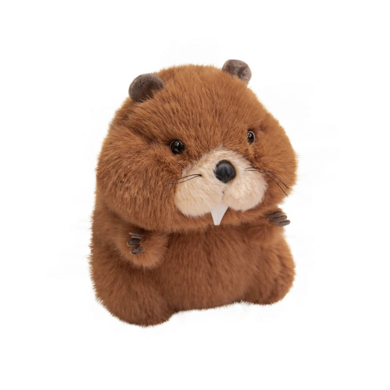 Handmade groundhog stuffed animal - front view showing expressive cartoon face