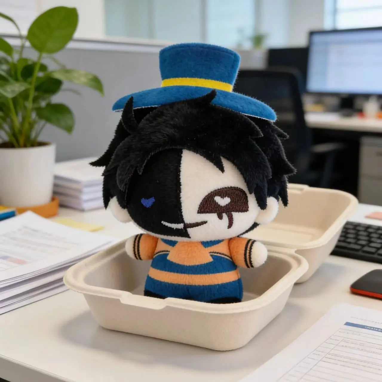 Handmade horror game plush of the Ticket Taker, 10cm carnival character