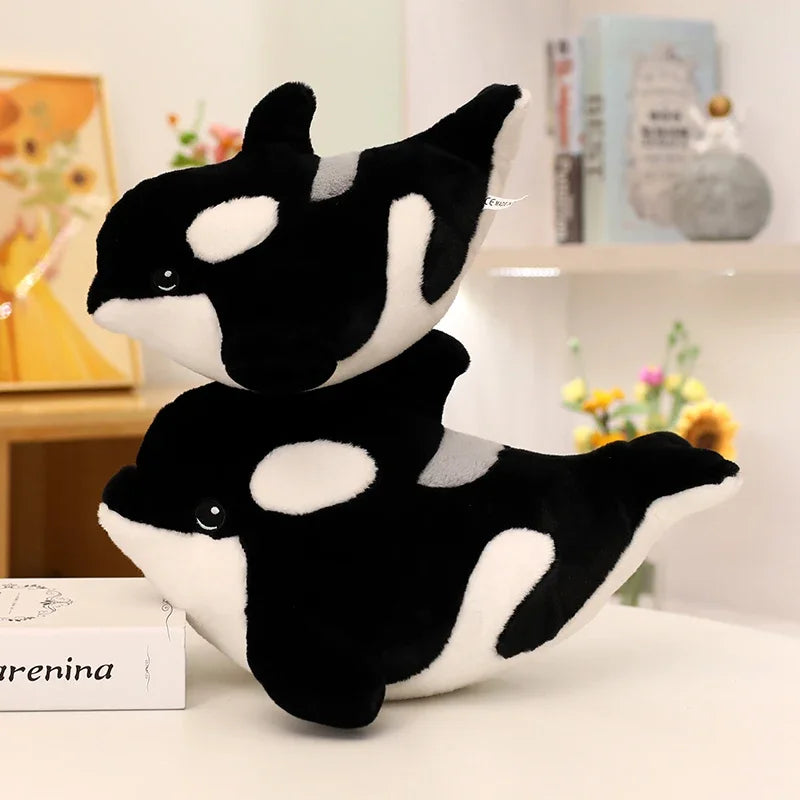 Handmade killer whale body pillow with visible PP cotton softness