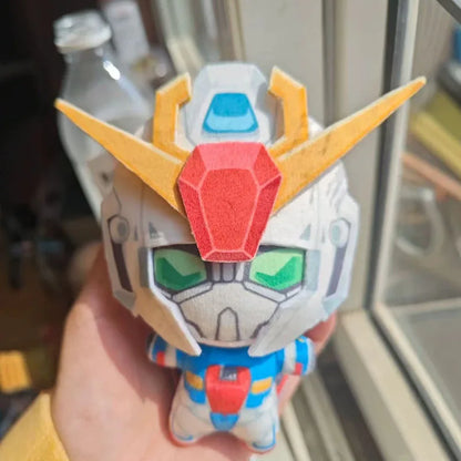 Handmade mecha plush toy inspired by classic robot anime
