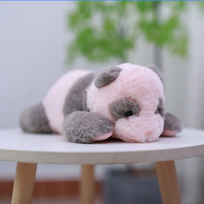 Handmade panda plush polyester cotton fill texture and material close-up