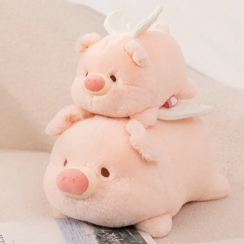 Handmade pig plush pastel pink celestial piggy 30cm size close-up view