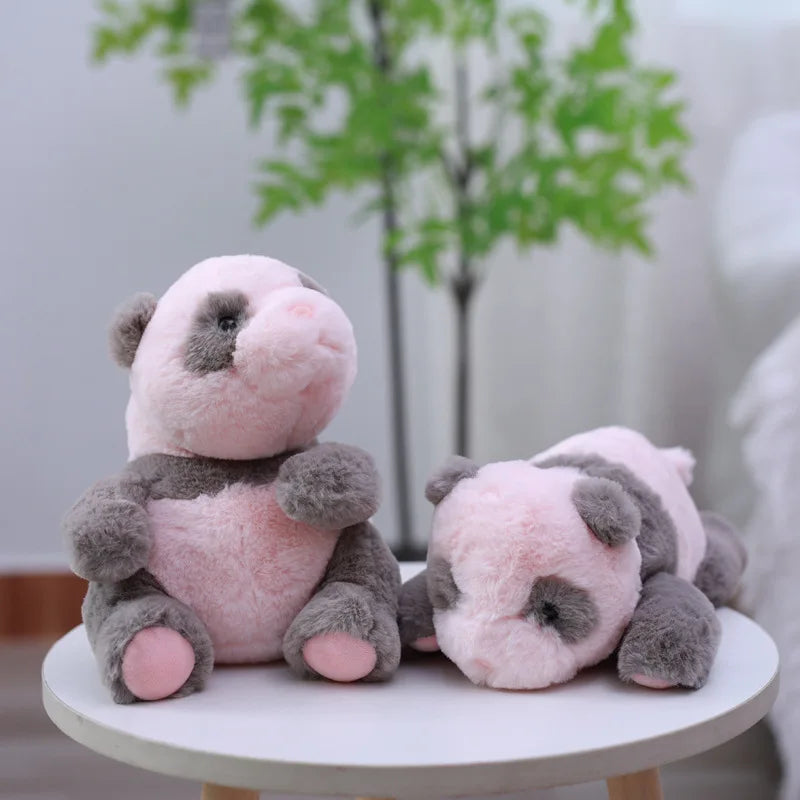 Handmade pink baby panda plush 30cm large size display on collector shelf