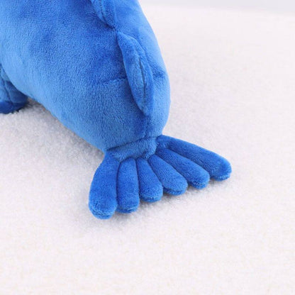 Handmade sea beast stuffed animal Blue character front view
