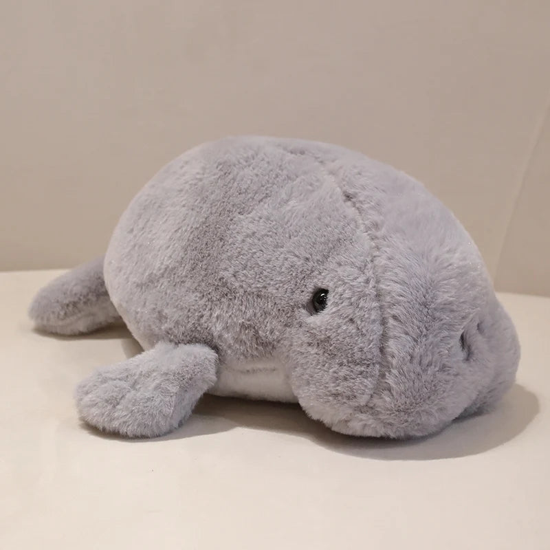 Handmade sea cow plushie white and gray size comparison 40cm 50cm