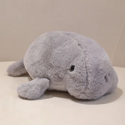 Handmade sea cow plushie white and gray size comparison 40cm 50cm