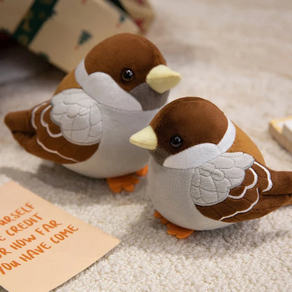 Handmade sparrow stuffed animal 18cm - round kawaii stuffed bird plush