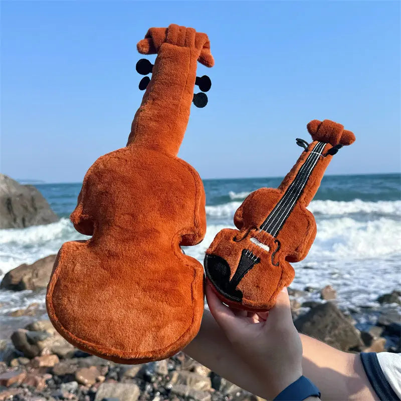 Handmade style violin plush in white, soft novelty music instrument toy