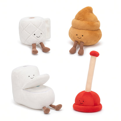 Handmade toilet plush toy smiling cartoon face novelty bathroom plushie 22cm