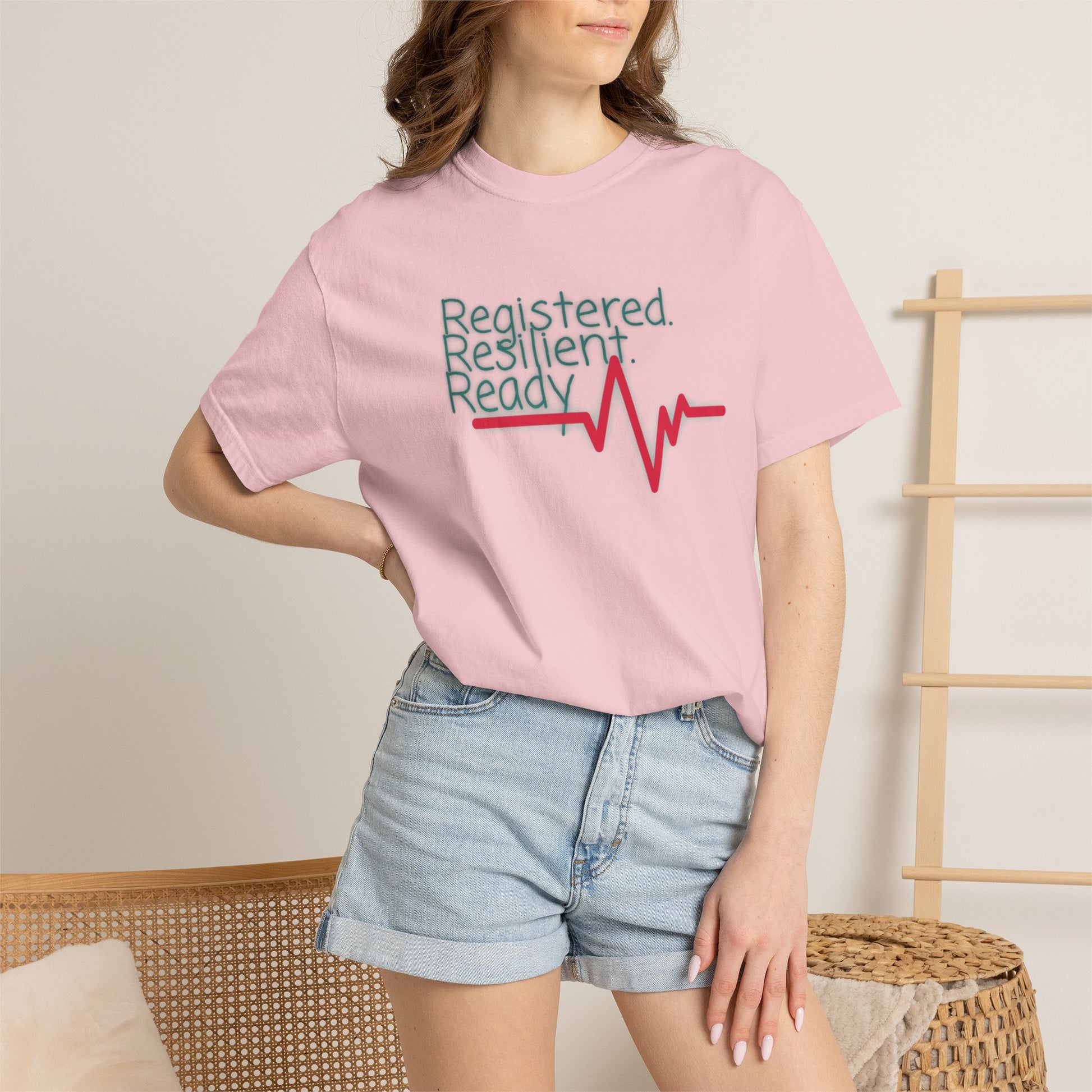 Healthcare gift tee with hand-lettered nurse quote and heartbeat graphic
