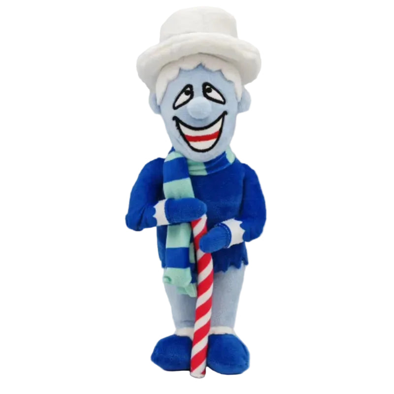 Heat Miser and Snow Miser plush duo displayed on a festive Christmas holiday shelf