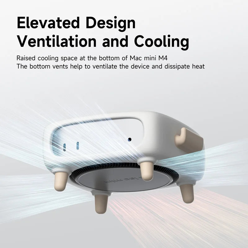 Heat dissipation vents on the bottom of Mac Mini M4 Pro silicone skin.