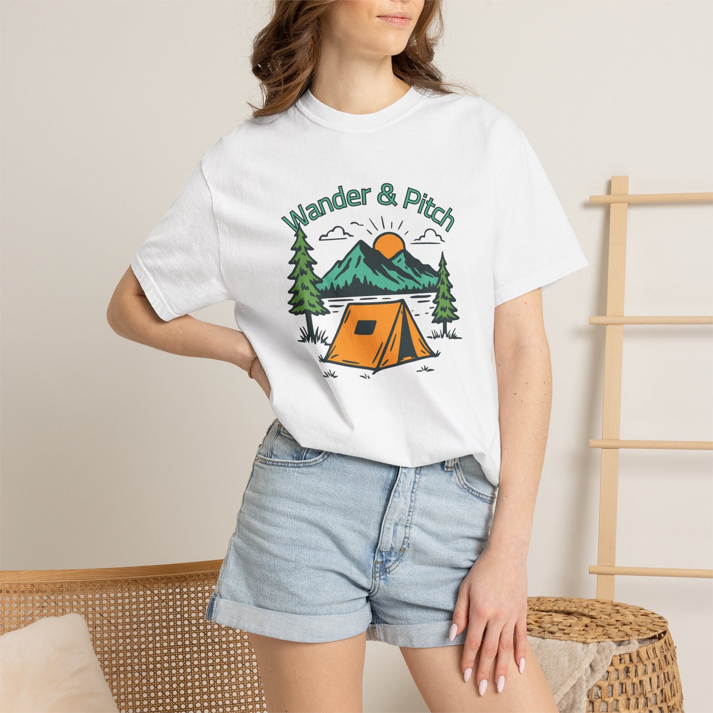Heavy cotton hiking tee in garment-dyed earth tones