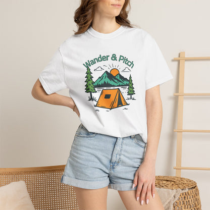 Heavy cotton hiking tee in garment-dyed earth tones