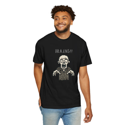 Heavy cotton pixel zombie horror shirt.
