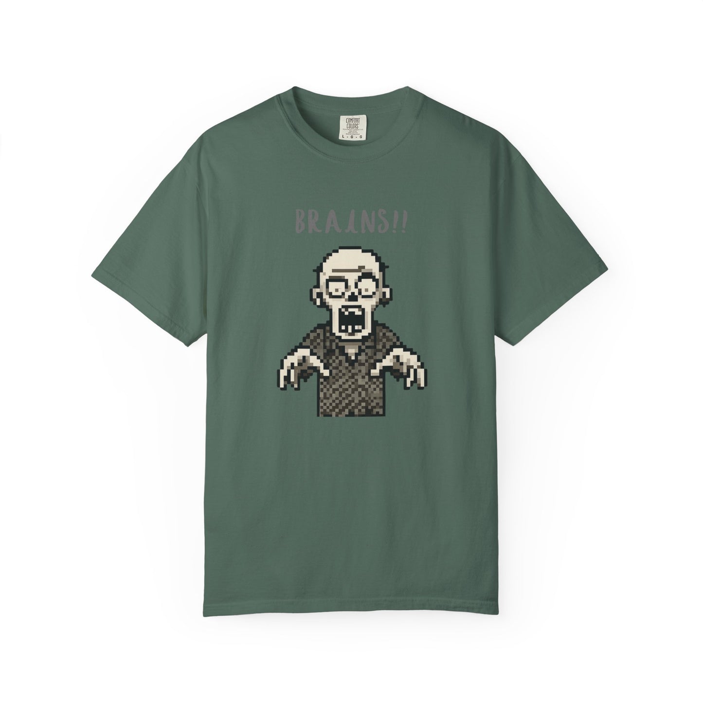 Heavyweight cotton t-shirt with nostalgic 8-bit zombie print.