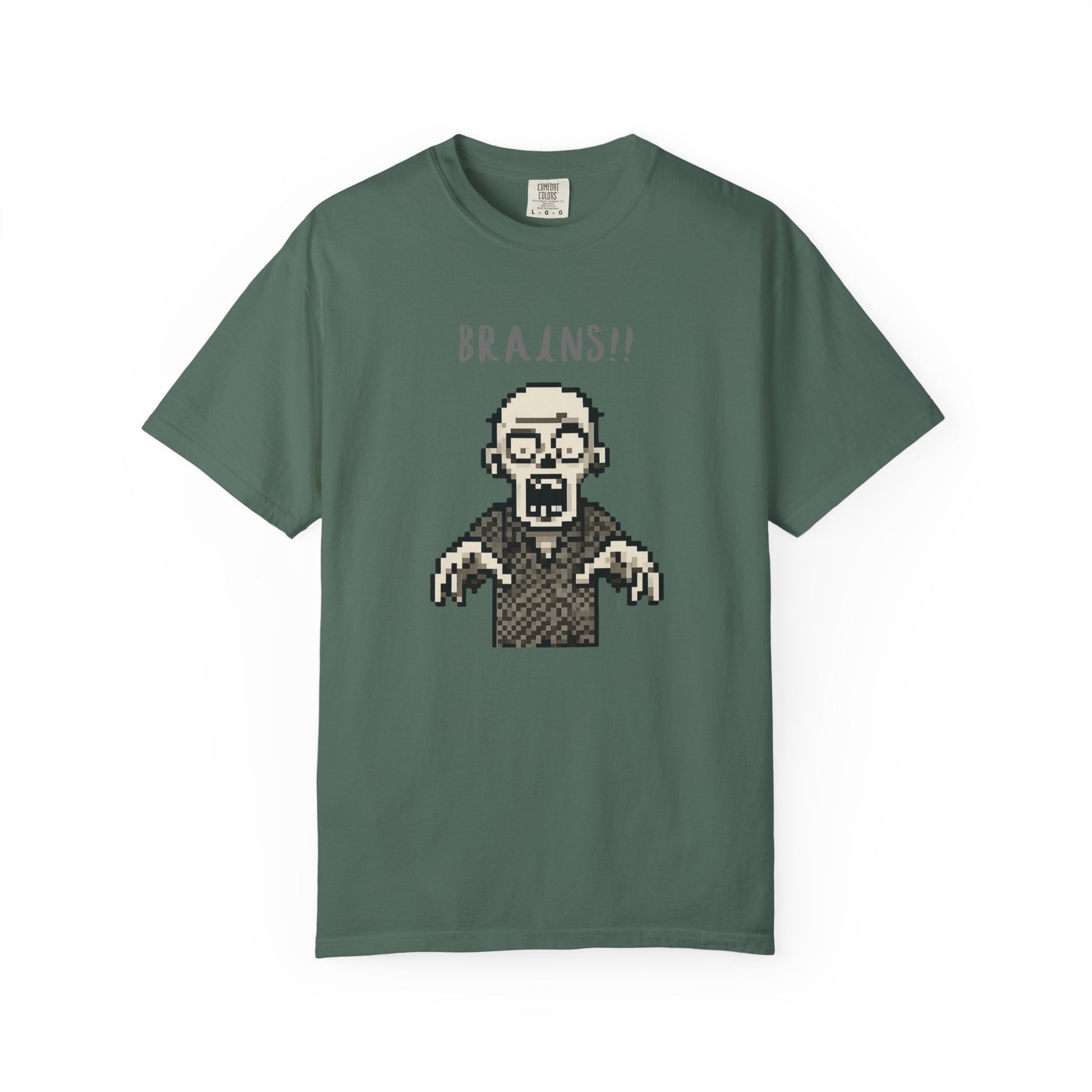 Heavyweight cotton t-shirt with nostalgic 8-bit zombie print.