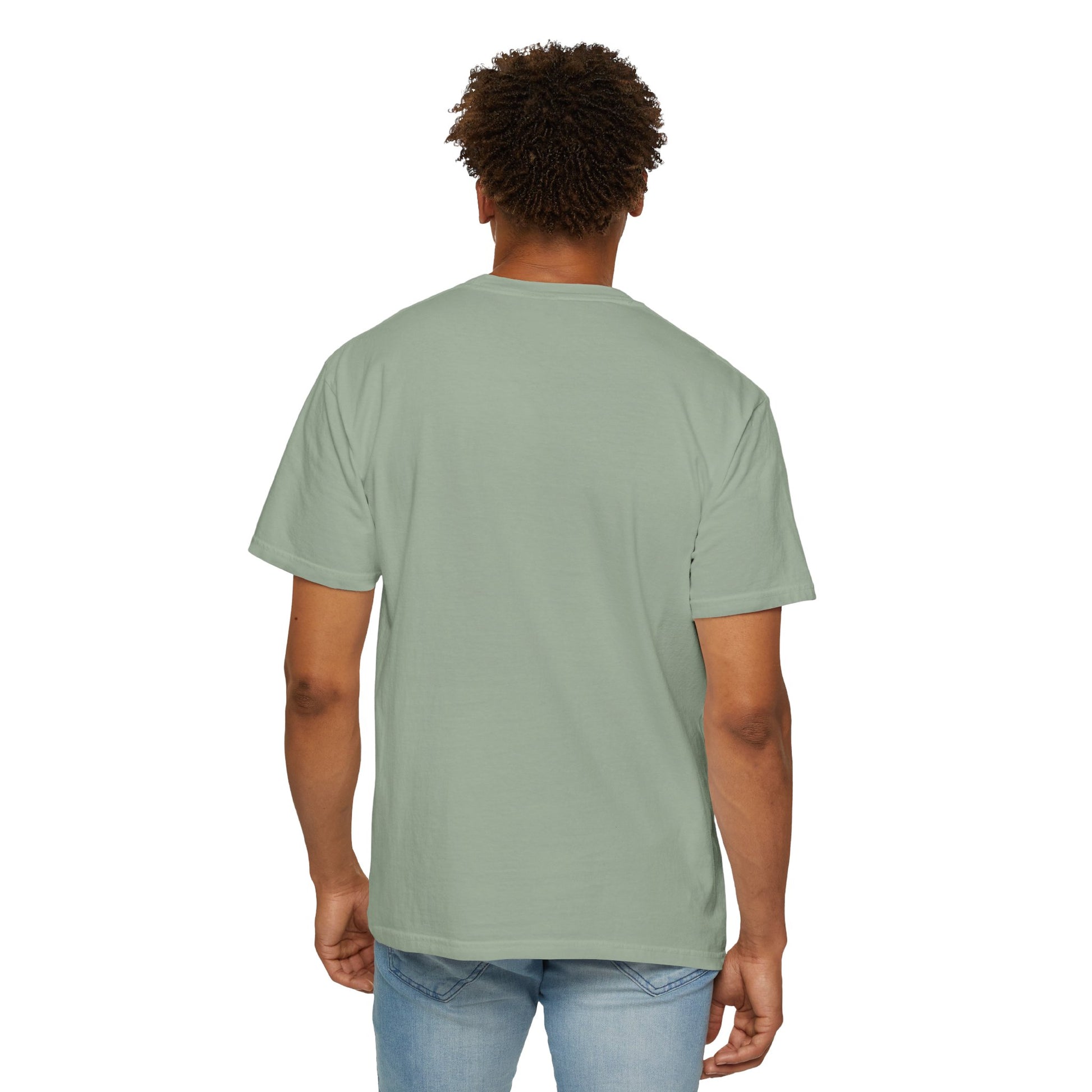 Heavyweight cotton tee draping detail showing relaxed silhouette
