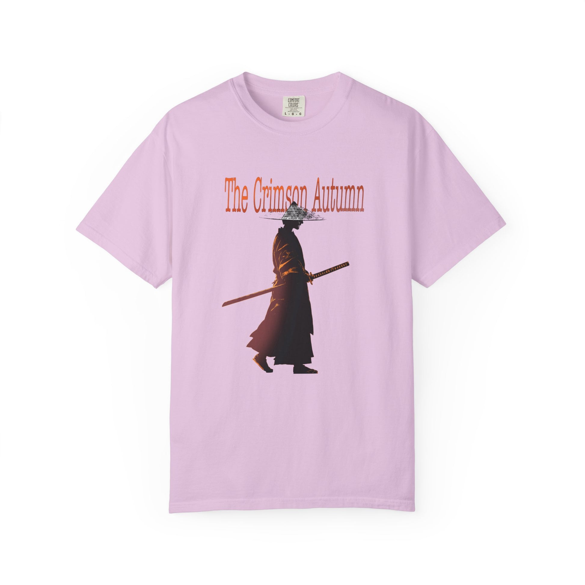 Heavyweight cotton tee with vintage samurai print, front view
